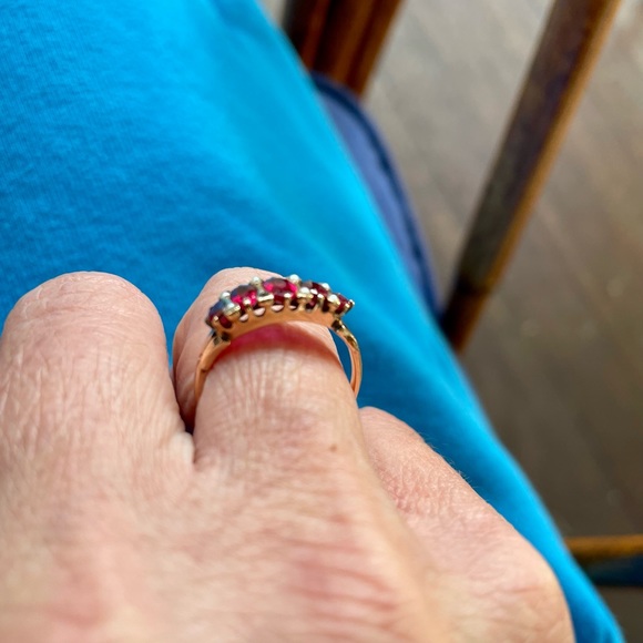 Antique 14k Ruby seed pearl 1.50ct cocktail ring. US 6 1/4. - Picture 3 of 9